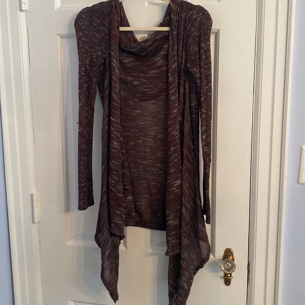 Maroon Cardigan with Hood